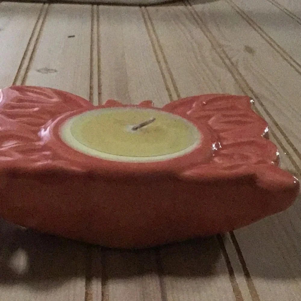 Set of 2 Pier 1 Orange Ceramic Butterfly Candles NWT‎